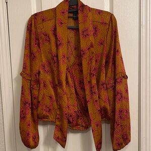 Jessica Simpson Mustard and Pink Floral Blouse